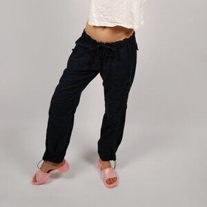 Y2K Cargo Pants (M) medium navy blue vintage yoga baggy KOI scrubs cute low rise